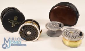 Hardy Bros Marquis Salmon No 3 alloy salmon fly reel with 2 spare spools, 4 1/8