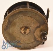 Hardy Bros brass Birmingham plate wind salmon fly reel 4.5