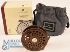 Hardy Bros fine and scarce J L H 8/9 No 458 ultralite gold finish alloy trout fly reel, 3.75