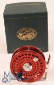 A fine J Austin Forbes Ltd Made in England Avon 5730/00 red alloy trout fly reel, 3