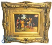 Reproduction 18th Century Golf Painting. Printed to look like a Oil painting on board in a heavy