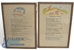Golfing Poems - By C D Chapman The Double Hazard and Regardless of Class all hand painted with