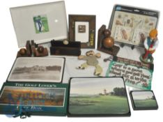 Golf Related Items. To include Bookends, Try's, Placemats, Coasters, Toothbrush holder, Letter Rack,