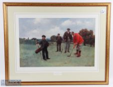 Golf Print William Pimm limited edition No140/500 titled putting, framed and mounted under glass
