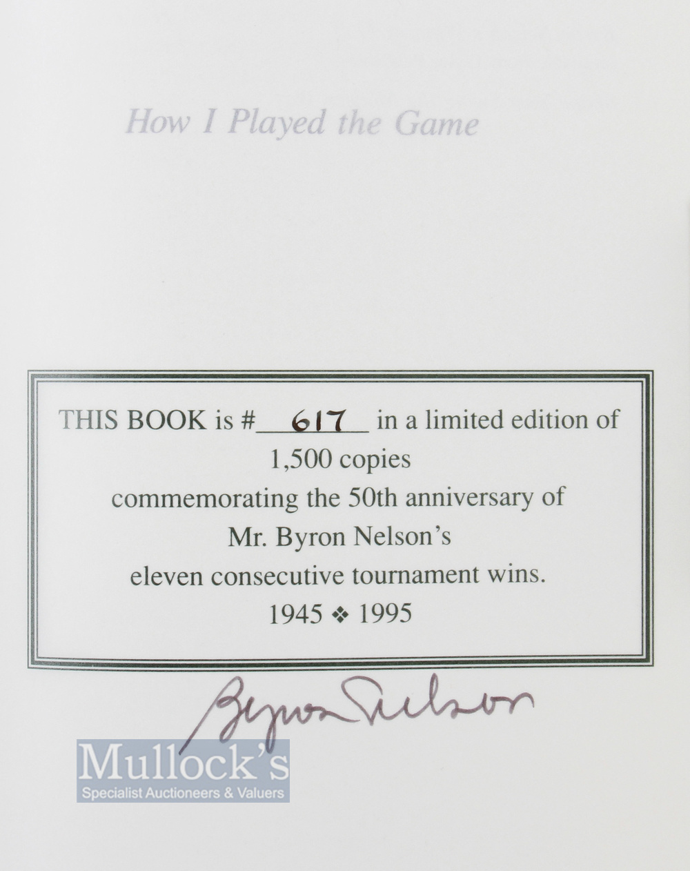 Vardon, Harry - 'My Golfing Life - The Memorial Tournament 1981 Honoring Harry Vardon' limited - Image 2 of 3