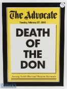 Signed Don Bradman Cricket Print 'Cricketer of The Century 1900-2000' signed in ink to the bad,