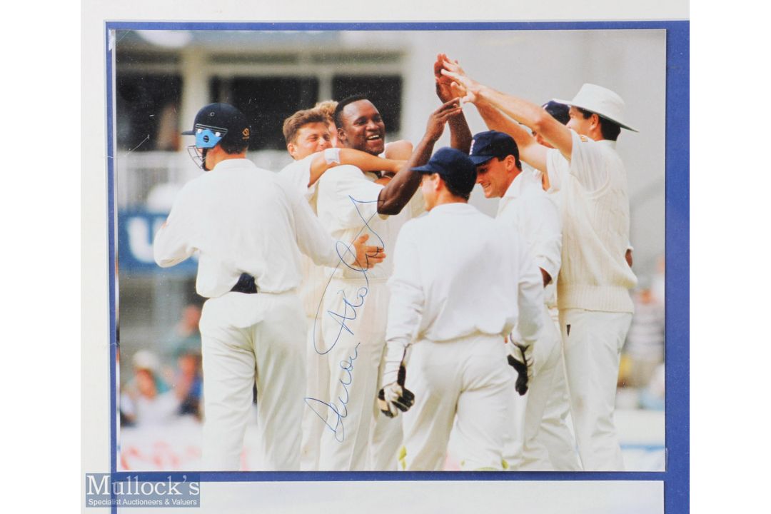 Devon Malcolm Autographed Cricket Display with 3x signatures within the display, a scorecard 1994 - Image 2 of 2