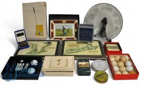 Collection of Golfing Memorabilia. Consisting of Royal Worcester Dish, St Andrews Golf set, Cool