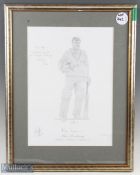 2002 Mike Roseberry Middlesex Durham & England A Cricket Print, signed by the artist and Mike