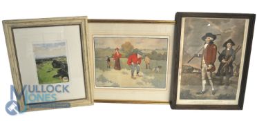 Golf Prints. Early lithograph To the Society of Coffers at Blackheath 51 x 38cm, print 11th Hole