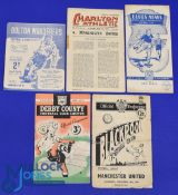 Manchester Ut 1948/49 away match programmes v Bolton Wanderers (tc), Charlton Athletic (tiny