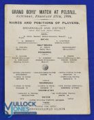 1898 Grand Boys Match at Pelsall, Brownhills and District v North Staffordshire boys match card