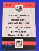 1968 British and I Lions v Eastern Province Rugby Programme: At Port Elizabeth 29/5/68 8pp,