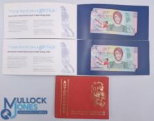 2x George Best Five Pound Banknotes, 2006 Ulster Bank issued, in perfect uncirculated condition -