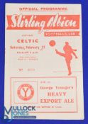 1953/54 Stirling Albion v Celtic Scottish Cup 3rd round match programme 27 February 1954; team