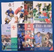 Italian Homes Rugby Programmes (9): v Ireland 1995, 97 and 03 (writing to cover): v Wales 01, 15, 17