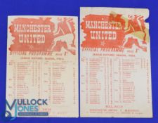 1945/46 Northern League Manchester Utd v Preston NE match programme single sheet 3 November 1946;