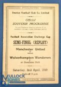 1948/49 Wolves v Manchester Utd FAC s/f replay at Goodison Park, Liverpool match programme; re-