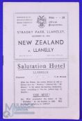 Rare 1935 Llanelli v New Zealand Rugby Programme: Much sought-after, the Scarlets beaten 16-8 by