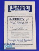 Pre-War 1934/1935 Oldham Athletic v Brentford Div. 2 home match programme 10th November 1934; team