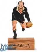 Signed Painted Wooden Rugby Figure, NZ All Black Legend Sid Going: All Black great who played v