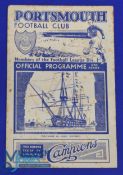 1939/1940 War League South 'B' Portsmouth v Reading match programme 16 December 1939 at Fratton