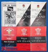 Wales and England v NZ Rugby Programmes (6): Wales 1953 (last Wales win!), 63 and 80; England