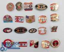 20x Manchester United Football metal and enamel Badges, with examples of v Barca 2018/19, FA Cup