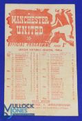 1945/46 Northern League Manchester Utd v Sheffield Utd match programme single sheet Boxing Day 1945;