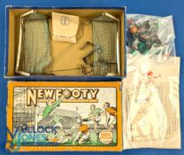 1952-53 Newfooty Table Soccer boxed set with teams in celluloid, blue shirts, white shorts, and