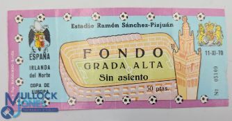 1972 European Qualifying Round European UEFA Cup Ticket, Northern Ireland v Spain (1-1) has a hole