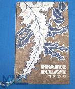 Scarce 1930 France v Scotland Rugby Menu: 60 neat pencil autographs on a typically stylish French