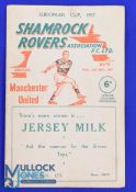 1957/58 European Cup autographed programme Shamrock Rovers v Manchester Utd in Dublin 25 September