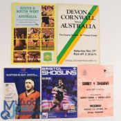 Tourists in England etc Rugby Programmes (6): Australia at Devon and Cornwall 75 and 81 and at S/