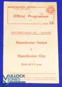 1958/59 Manchester Utd v Manchester City Lancashire Snr Cup single sheet match programme 27