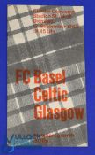 European Cup Winners Cup FC Basel v Celtic match programme at St Jakob Stadium 17 September 1963;