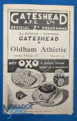 1947/48 Gateshead v Oldham Athletic Div. 3 (N) match programme 21 February 1948; fold out type,