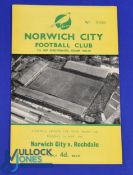 1961/62 Football League Cup Final 2nd Leg Norwich City v Rochdale match programme 1st May 1962;
