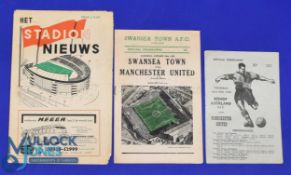 1958/59 Manchester Utd friendly away match programmes v Feyenoord (28 April), v Swansea Town (24