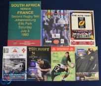 1993-2002 S Africa v Far-Flung Tourists Rugby Programmes (7): v France 1st and 2nd tests, 1993; v