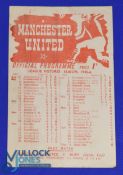 1945/46 Northern League Manchester Utd v Bury match programme single sheet 2 March 1946; pencil team
