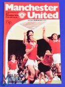 POSTPONED 1978/79 Manchester Utd v Norwich City match programme 2 December 1978 at Old Trafford;