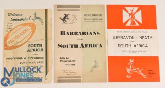 S Africa in Wales Rugby Programmes (3): The 'Boks v Barbarians and v Pontypool/Newbridge, poor,