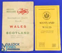1930 Scotland v Wales Rugby Programmes (2): The normal Murrayfield slim issue, G.VG, plus 'pirate' v