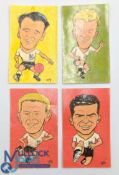 1962 England World Cup Stickers, 4 used with signs of glue to backs, of players Joe Kevan, Ron