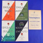 1958 England's Rugby Programmes (5): Lovely set, homes v Wales, Ireland and Australia and away at