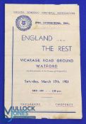 1951 Schools international trial programme England v The Rest at Watford 17 March 1951 featuring