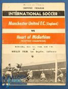 1960 American/Canadian tour to include Heart of Midlothian v Manchester Utd match programme 1st June