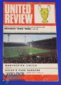 POSTPONED: Very scarce 1968/69 Manchester Utd v Queen's Park Rangers match programme no. 16 dated 28