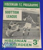 1949/50 Hibernian v Aberdeen Div. A match programme 1st October 1949 at Easter Road; light fold,